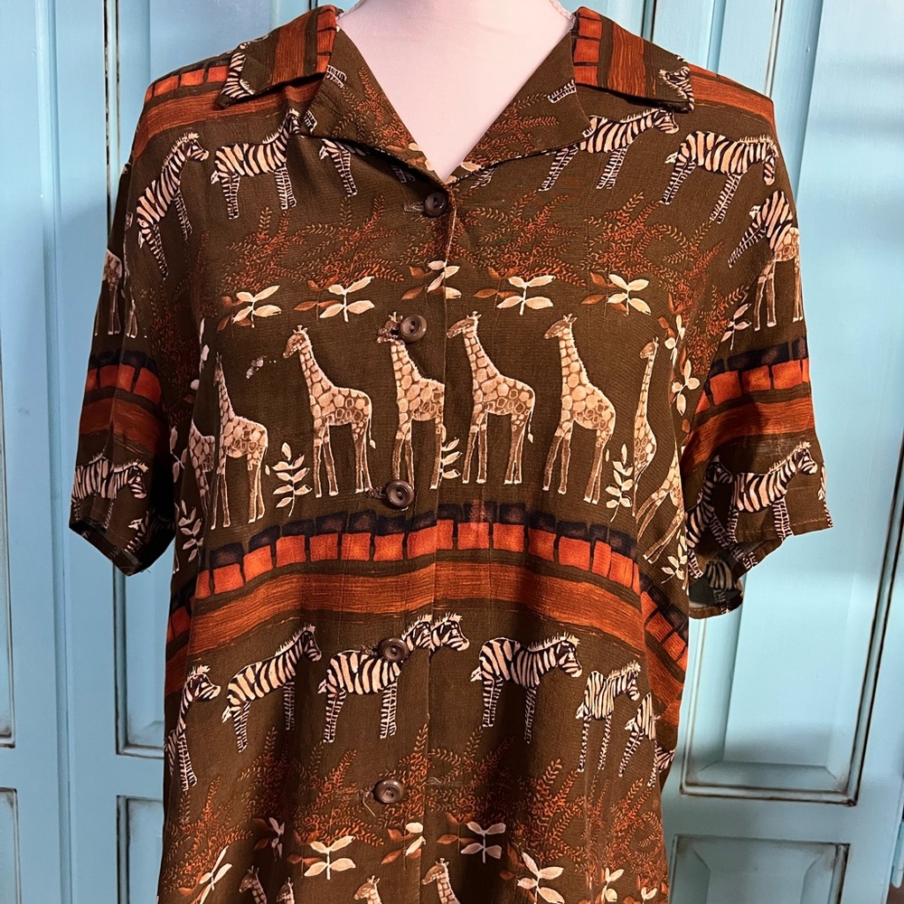 Safari Print Button-Up Shirt dress barn
